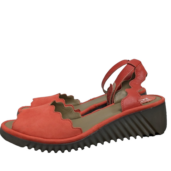 Fly London Shoes - Fly London Lume Sandals Womens EU39 US8 Comfort Leather Coastal Wedge Orange